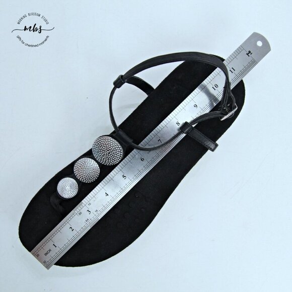 Vionic Miami Lizbeth Medallion Slingback Thong Sandals Black Silver‎ Women 10.5